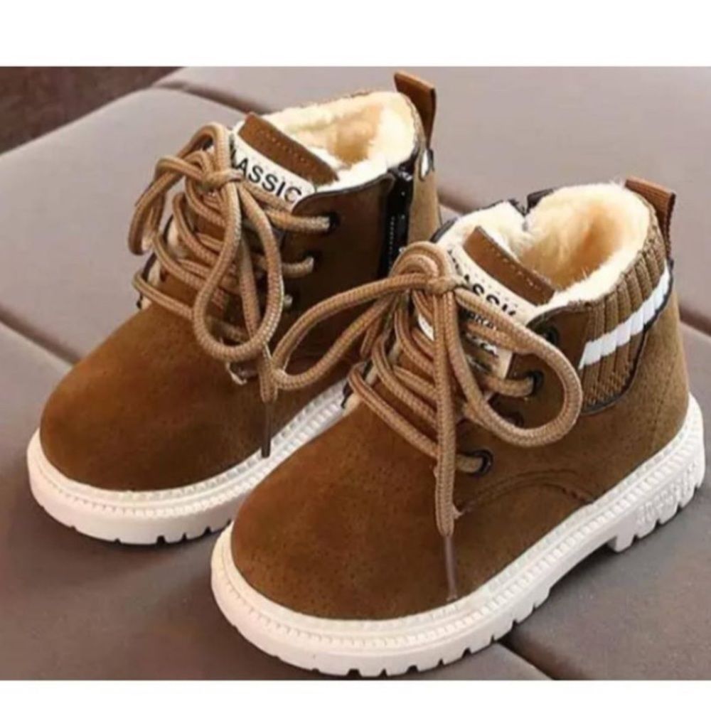 Kids Brown Winter Causal Leather Boots Size 9.5